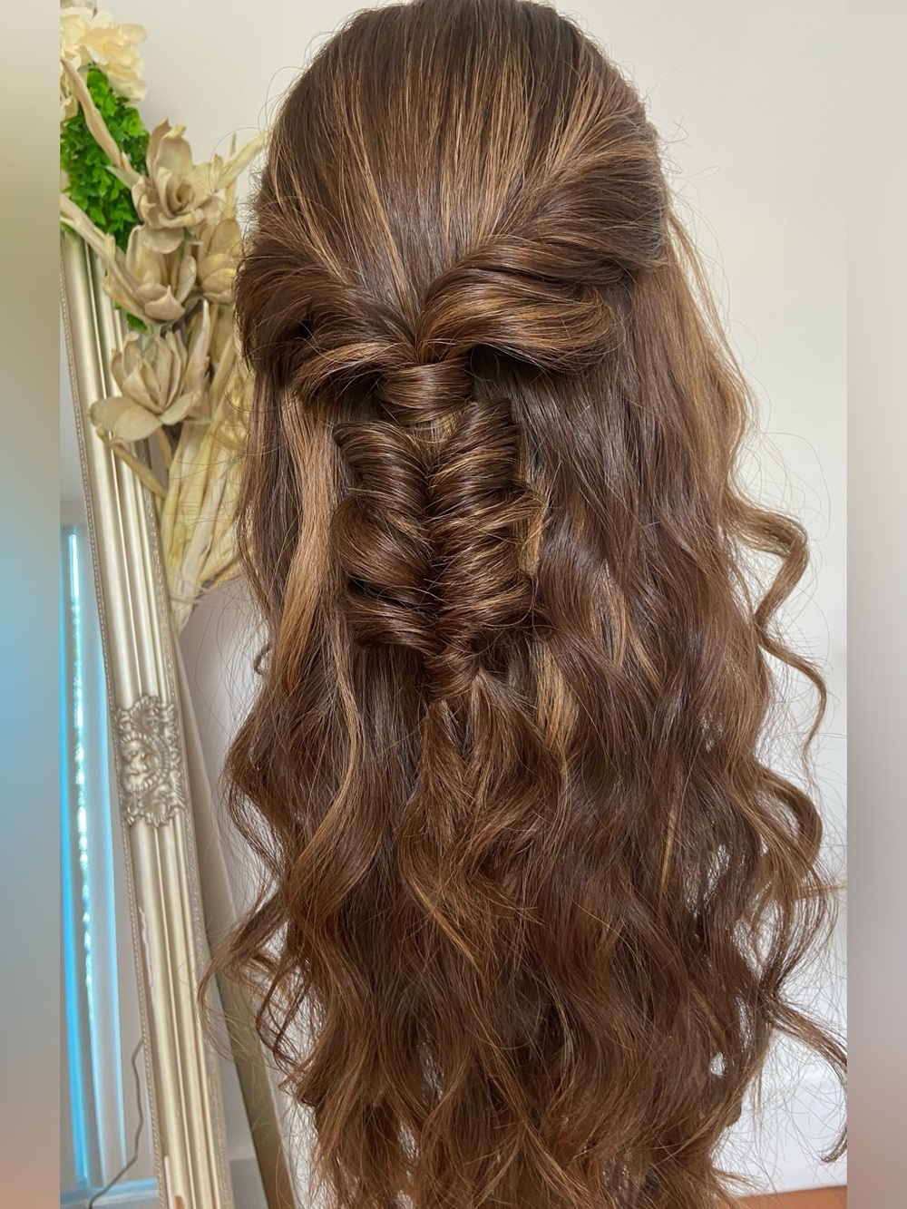 Sari 100%Human Hair Wig Brown Wavy Hairpiece - Women Hair Size Medium Skin Top